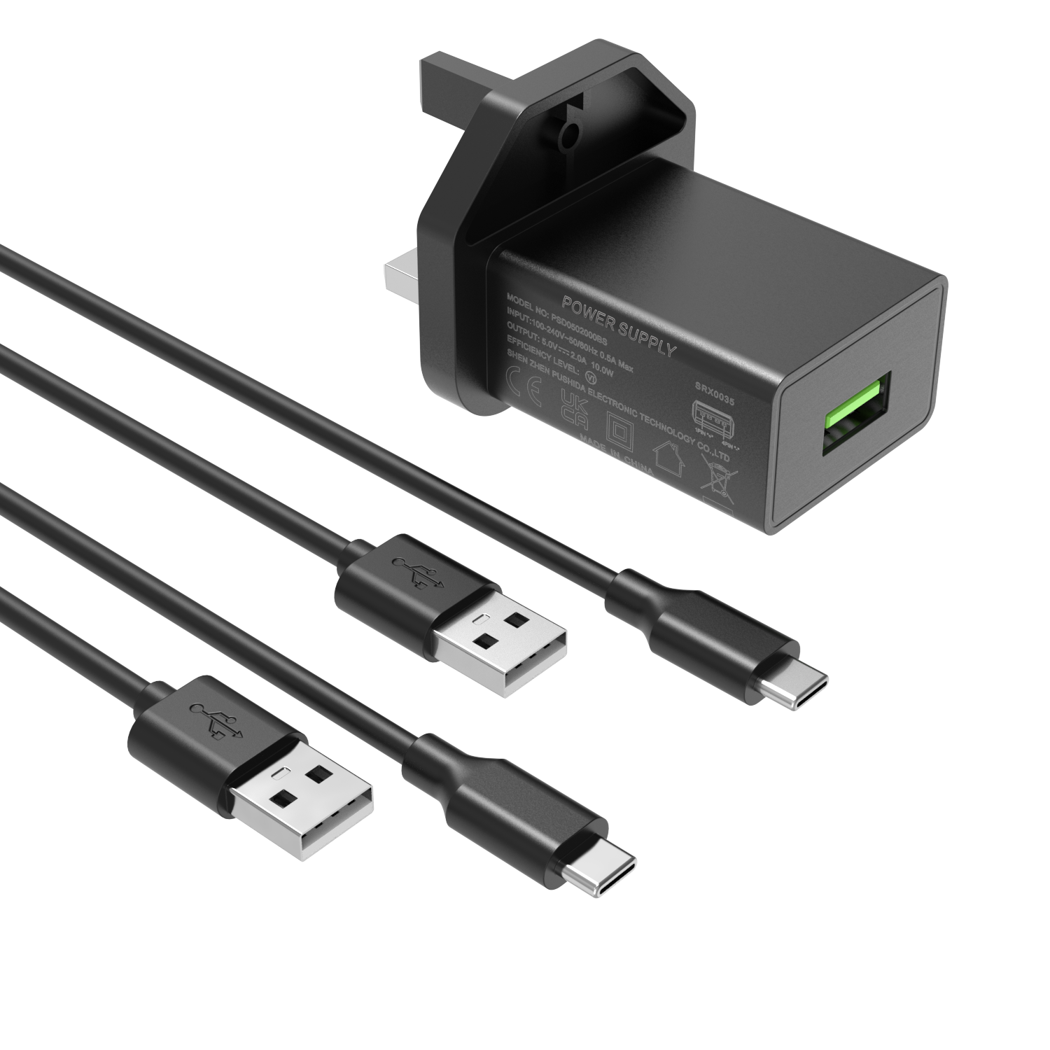 【UK Plug】10W USB-C & Micro-USB Charger